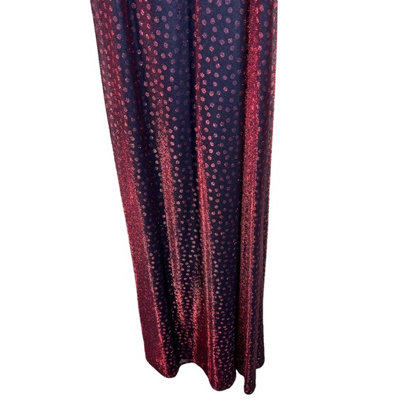 Betsey & Adam High Neckline Copper Red Shimmering Maxi Prom Cocktail Dre… - Picture 7 of 11